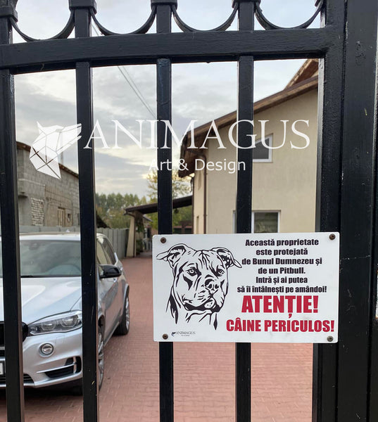 Placa Avertizare Pitbull - 3 variante text