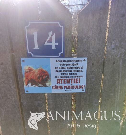 Placa Avertizare Mastiff Tibetan - 3 variante text