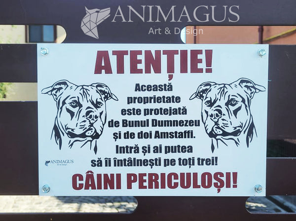 Placa Avertizare Amstaff - 4 variante text