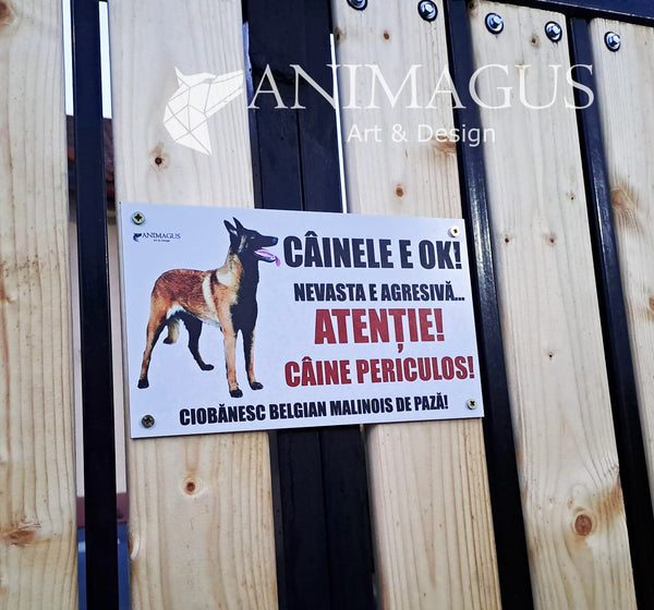 Placa Avertizare Malinois - 4 variante text