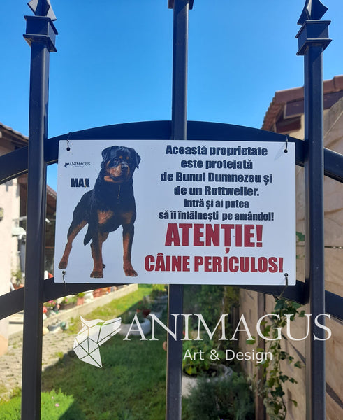 Placa Avertizare Rottweiler - Pazita de amandoi!