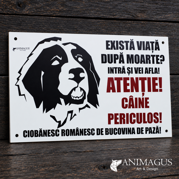 Placa Avertizare Ciobanesc Romanesc de Bucovina - 3 variante