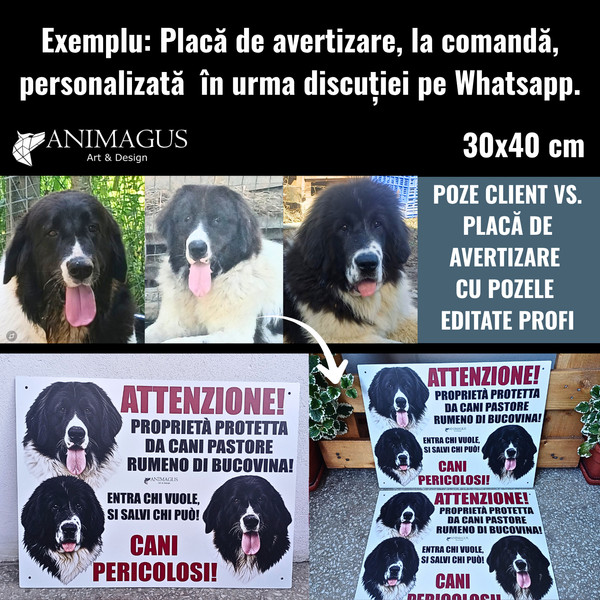 Placa Avertizare Ciobanesc Romanesc de Bucovina - 3 variante