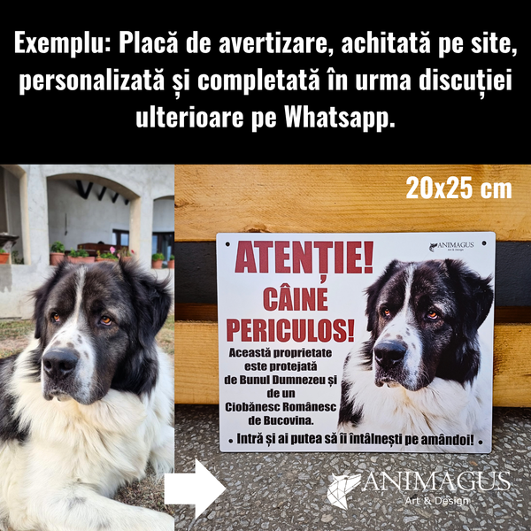 Placa Avertizare Ciobanesc Romanesc de Bucovina - Pazita de amandoi!