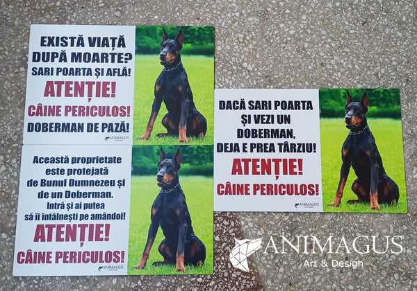 Placa Avertizare Doberman - 3 variante
