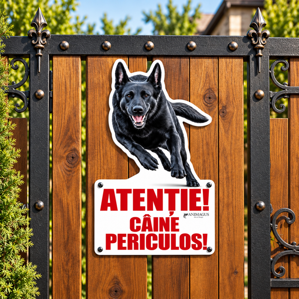 Placa Avertizare Ciobanesc German - decupata