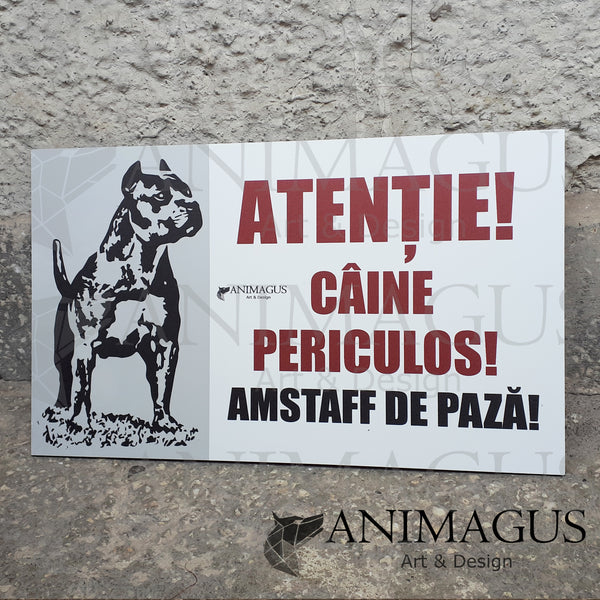 Placa Avertizare Amstaff/Pitbull - simpla 3 variante