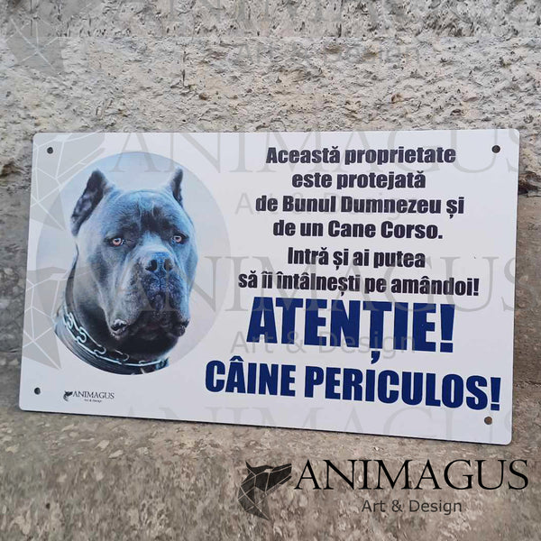 Placa Avertizare Cane Corso - Pazita de amandoi!