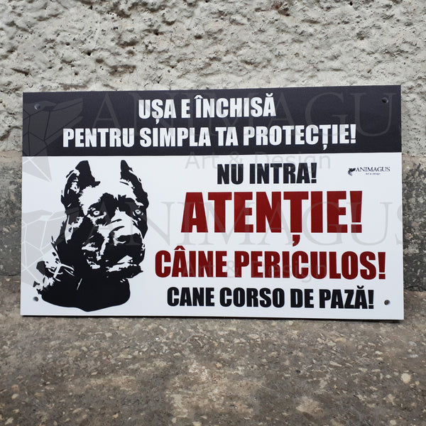 Placa Avertizare Cane Corso - 5 variante text