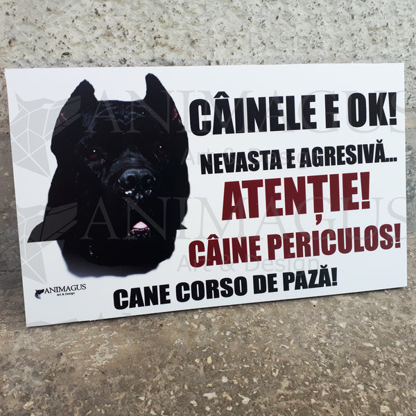 Placa Avertizare Cane Corso - 5 variante text