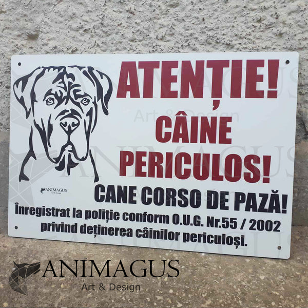 Placa Avertizare Cane Corso - simpla 4 variante