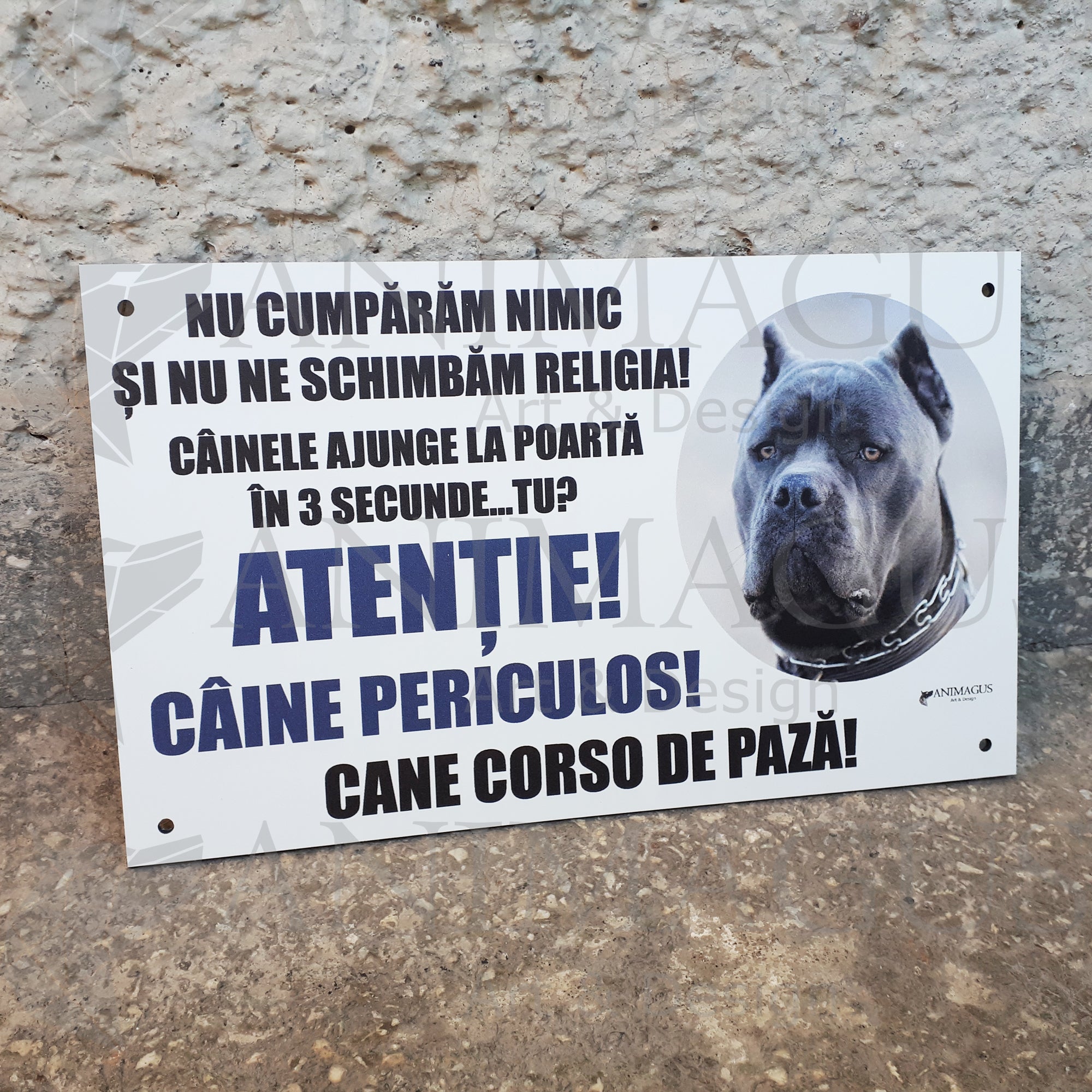 Placa Avertizare Cane Corso - 5 variante text