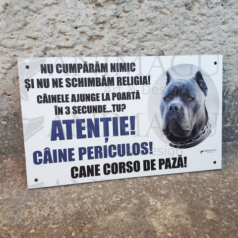 Placa Avertizare Cane Corso - 5 variante text