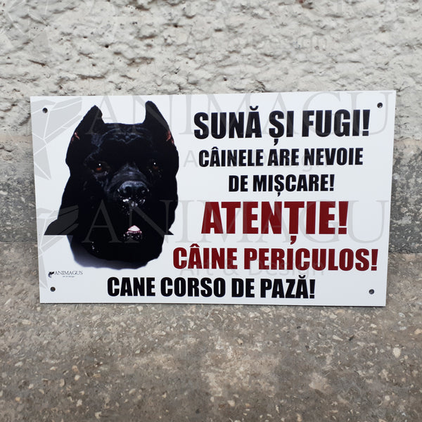 Placa Avertizare Cane Corso - 5 variante text