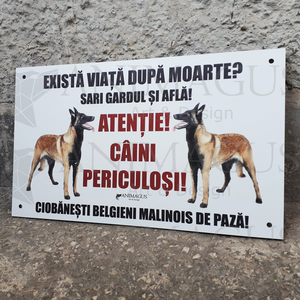 Placa Avertizare Malinois - 4 variante text