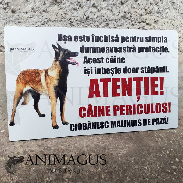 Placa Avertizare Malinois - 4 variante text