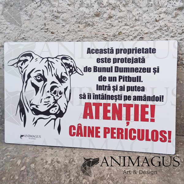 Placa Avertizare Pitbull - 3 variante text