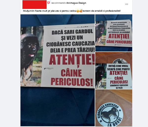 Placa Avertizare Ciobanesc Caucazian - Proprietate protejata