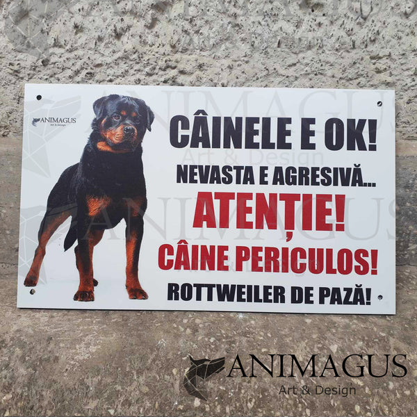 Placa Avertizare Rottweiler - 4 variante text