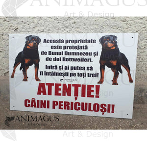 Placa Avertizare Rottweiler - 4 variante text