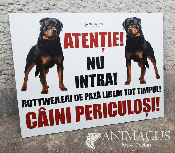 Placa Avertizare Rottweiler - 4 variante text