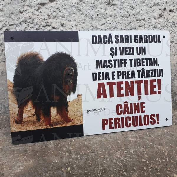 Placa Avertizare Mastiff Tibetan - 3 variante text