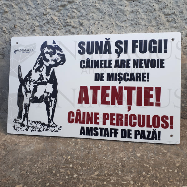 Placa Avertizare Amstaff - 4 variante text