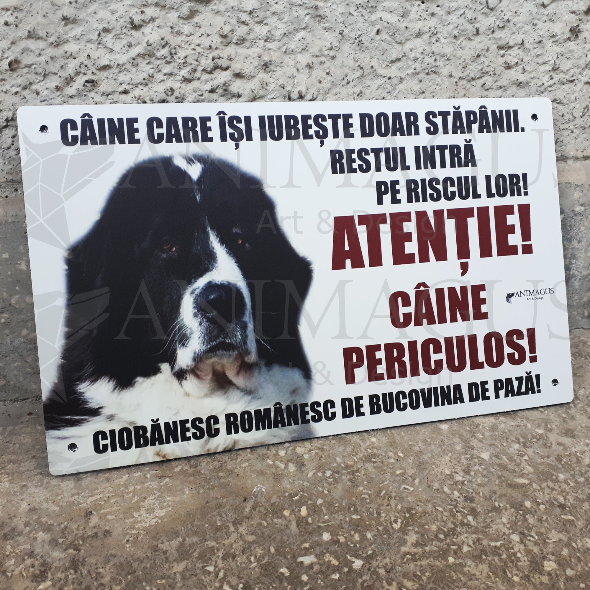 Placa Avertizare Ciobanesc Ro. de Bucovina - Cainele iubeste