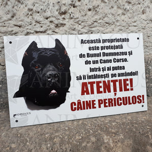 Placa Avertizare Cane Corso - Pazita de amandoi!