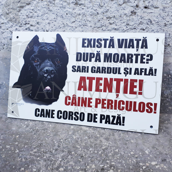 Placa Avertizare Cane Corso - 5 variante text