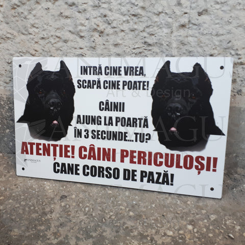 Placa Avertizare 2 Cane Corso - 2 variante text