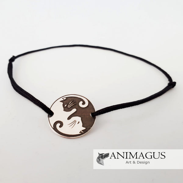 Bratara Ying Yang Cat - Argint 925