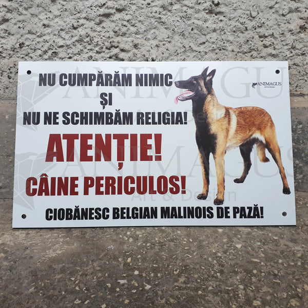 Placa Avertizare Malinois - 4 variante text