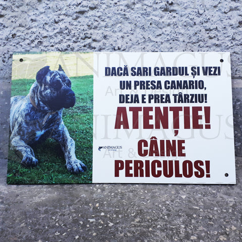 Placa Avertizare Presa Canario - Daca sari gardul!