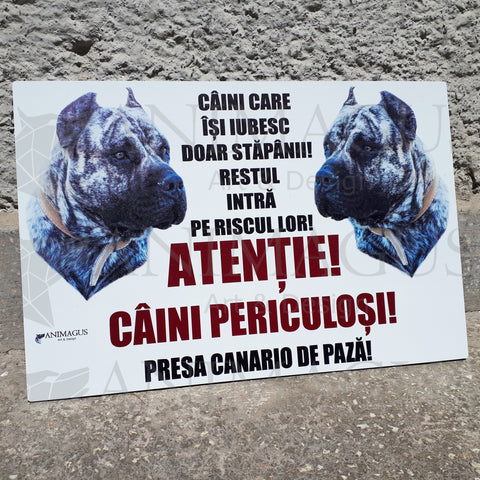 Placa Avertizare Presa Canario - Caini care iubesc