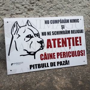 Placa Avertizare Pitbull - 3 variante text