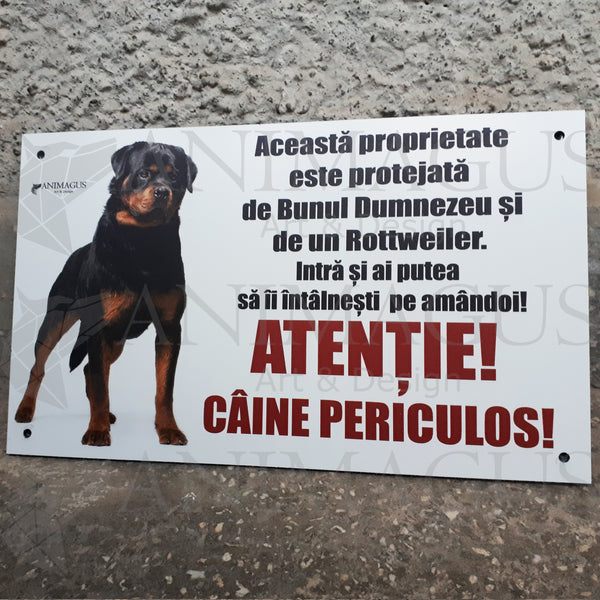 Placa Avertizare Rottweiler - Pazita de amandoi!