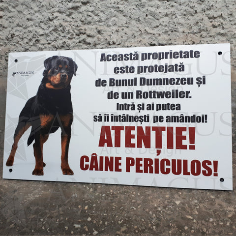 Placa Avertizare Rottweiler - Pazita de amandoi!