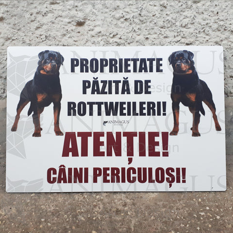 Placa Avertizare Rottweiler - 4 variante text